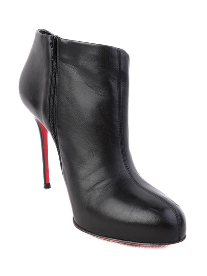 Christian Louboutin Black Leather Ankle Boots Size 35.5 with Red Soles