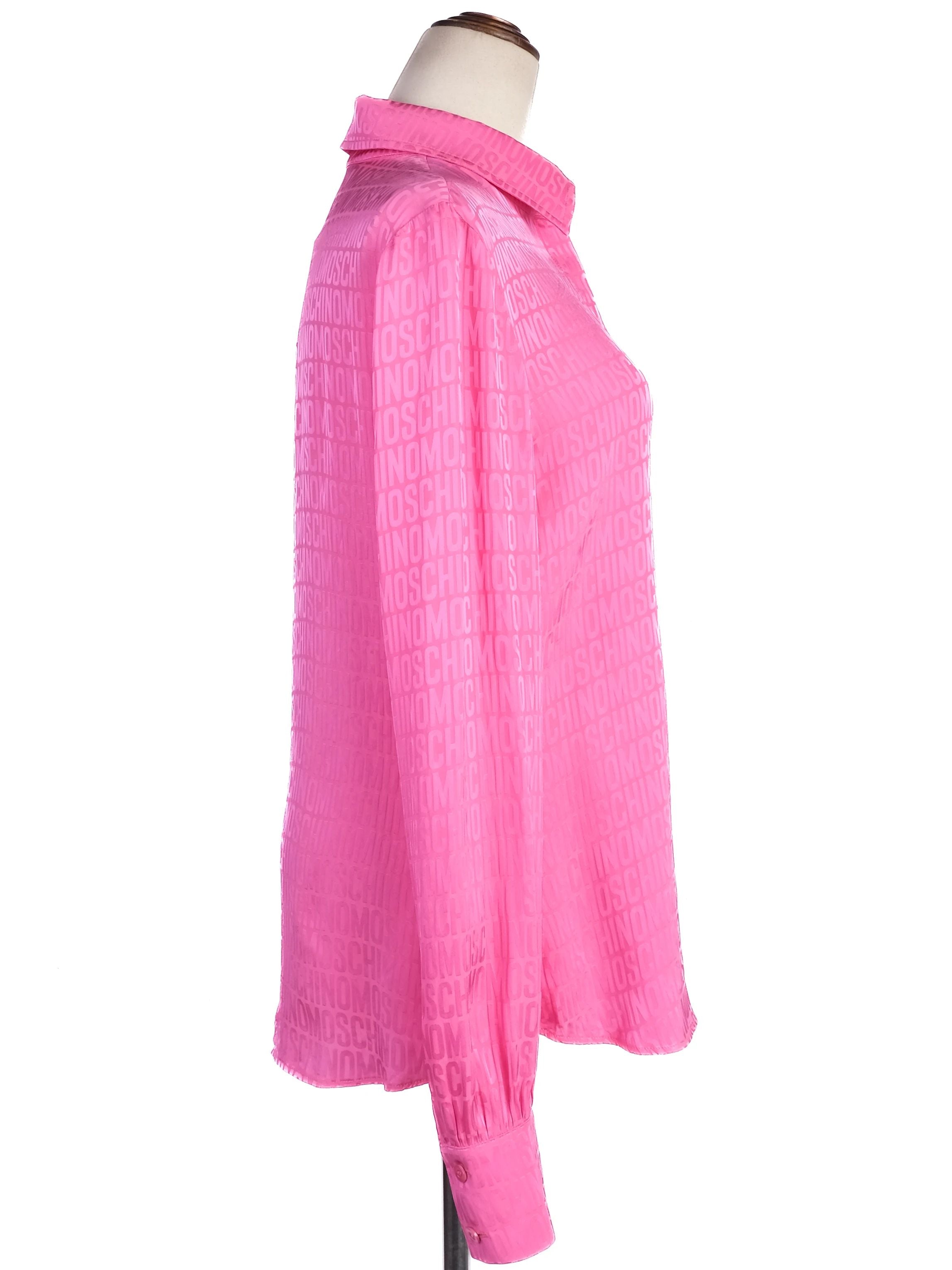 Excellent Moschino Pink Blouse Long Sleeve Viscose Patterned