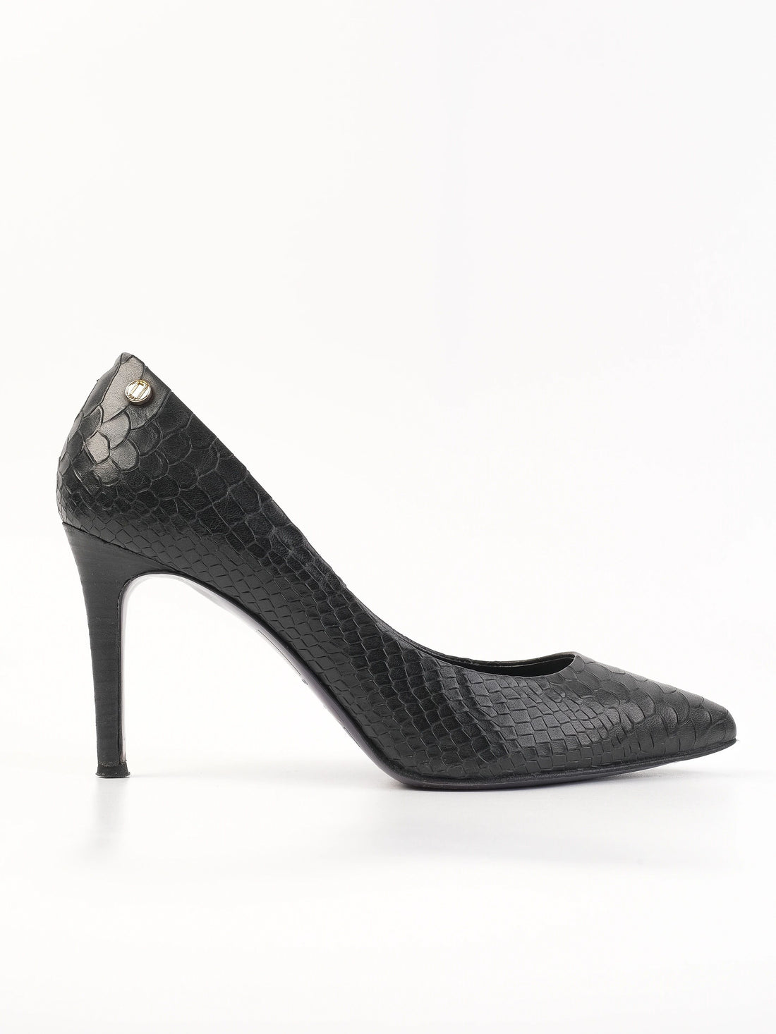 Excellent Laurel Black Leather High-Heeled Shoes Size 37