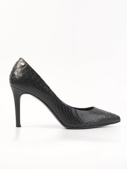 Excellent Laurel Black Leather High-Heeled Shoes Size 37