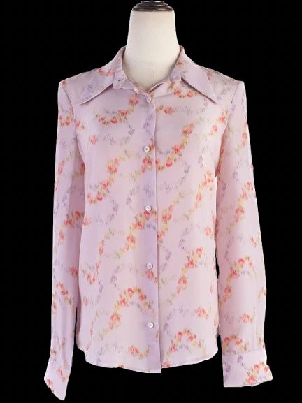 Excellent Miu Miu Floral Silk Blouse for Women Size M