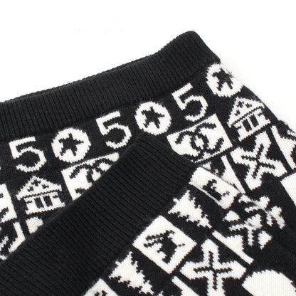 Chanel Coco Neige Skirt P 62261k 47646 Cashmere Black White 36