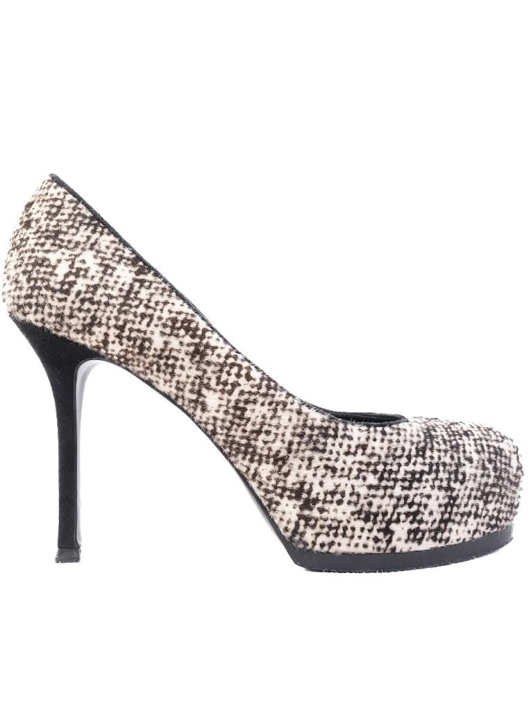 Excellent Yves Saint Laurent Black &amp; White High-Heeled Shoes Size 39