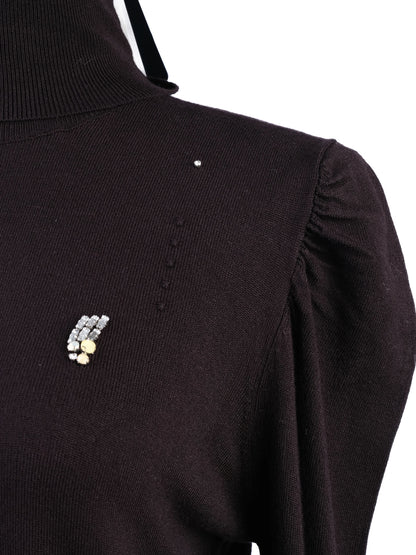 NEW Liu Jo Black Turtleneck Sweater Size L with Embellishments