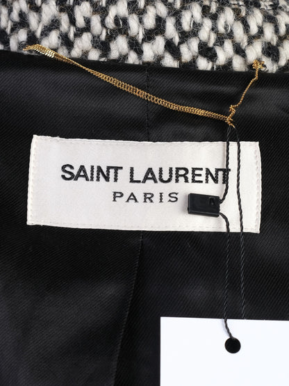 Excellent Saint Laurent Gray Wool Coat XS with Textured Pattern