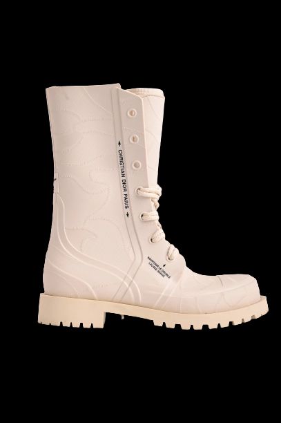 Excellent Dior White Leather Combat Boots for Women