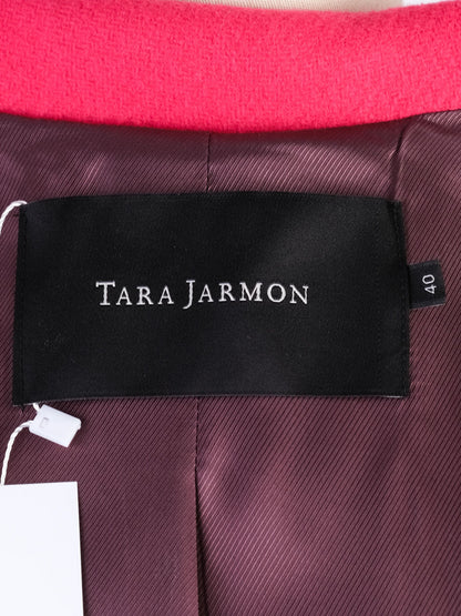 Excellent Tara Jarmon Pink Wool Double-Breasted Coat Size L