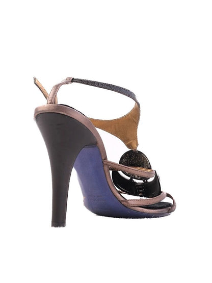 Roberto Cavalli Black Leather High-Heeled Sandals Size 39.5