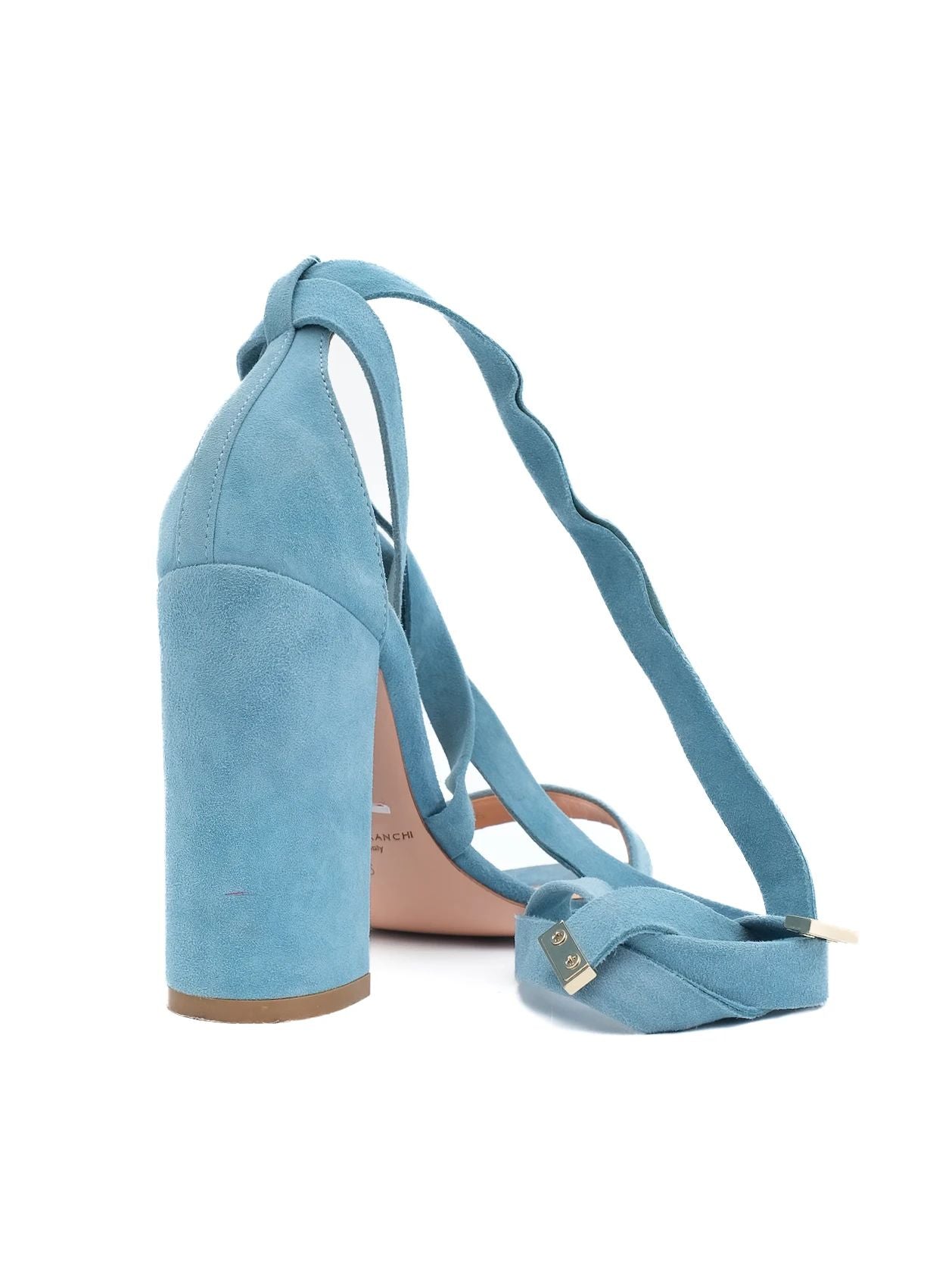 Elisabetta Franchi High-Heeled Sandals Light Blue Suede Size 36
