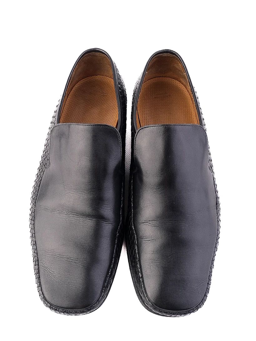 Excellent Bally Black Woven Leather Loafers Size 39 for Men