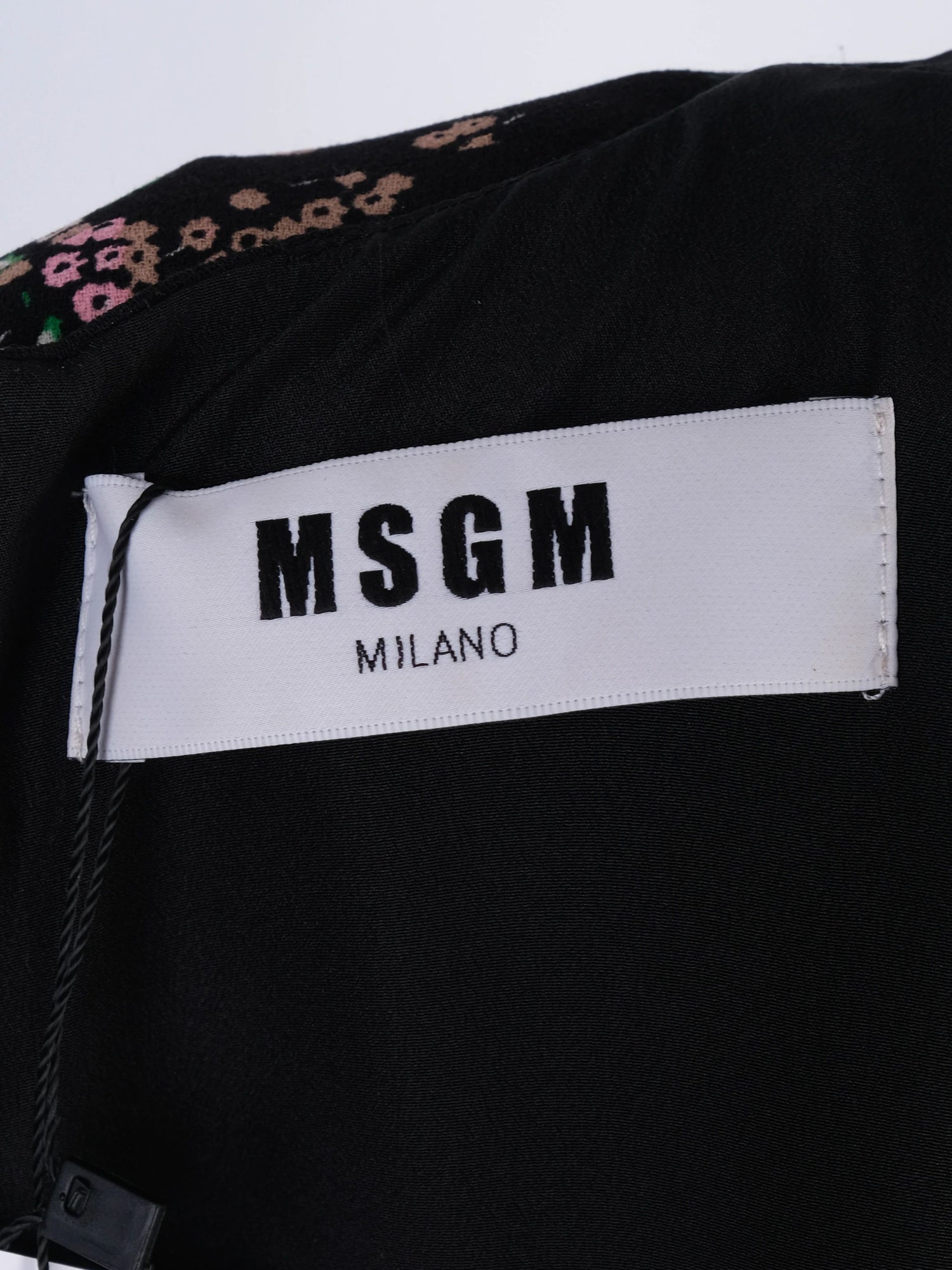 Excellent MSGM Black Floral Dress with Feather Embellishments Size XL