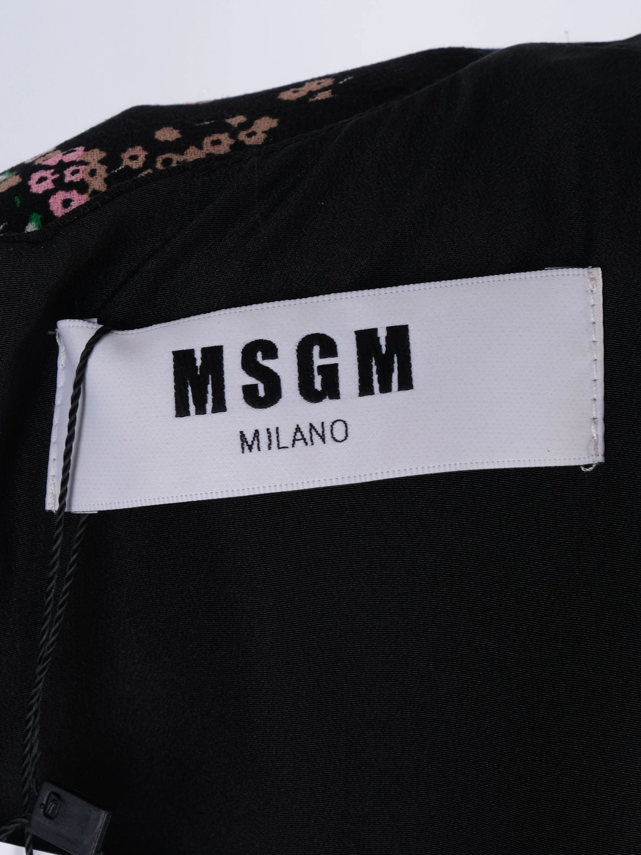 Excellent MSGM Black Floral Dress with Feather Embellishments Size XL