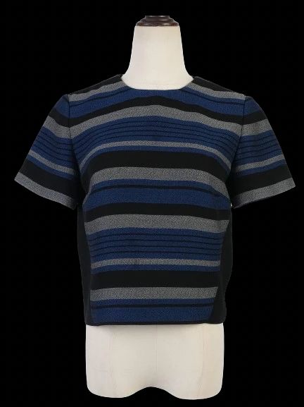 Excellent Proenza Schouler Striped Top Black Blue Gray Size S
