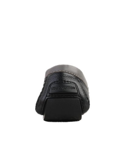 Excellent Louis Vuitton Black Leather Loafers Size 40 with Metal Buckle