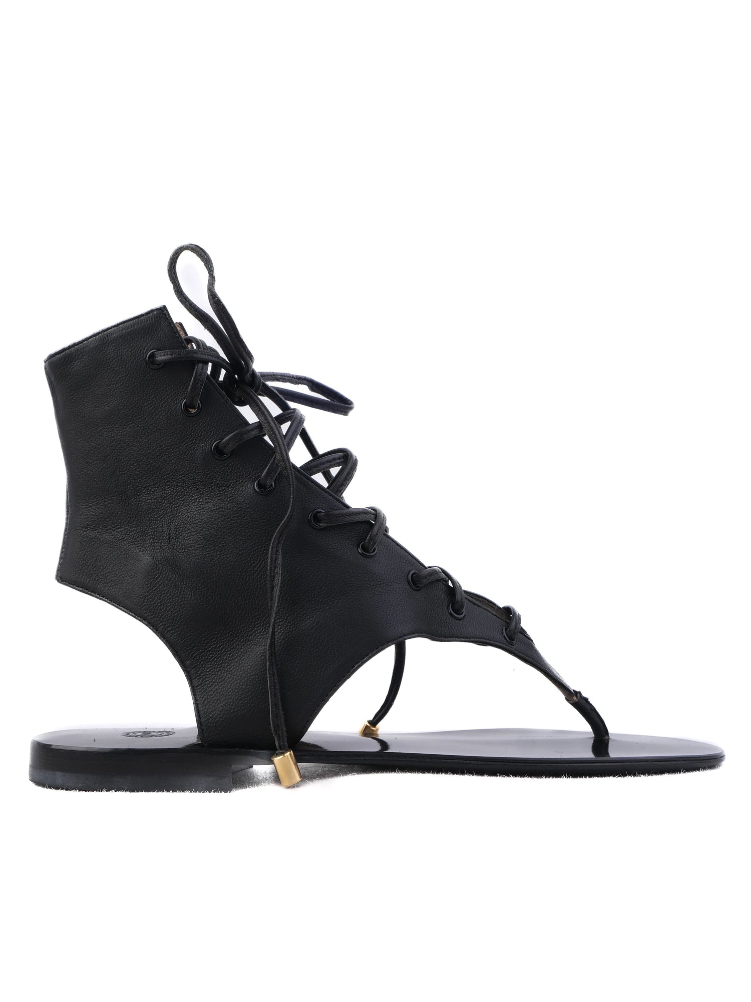 NEW By Malene Birger Black Leather Lace-Up Sandals Size 38