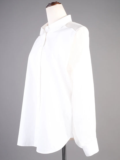 Excellent Burberry White Cotton Long Sleeve Button-Up Shirt