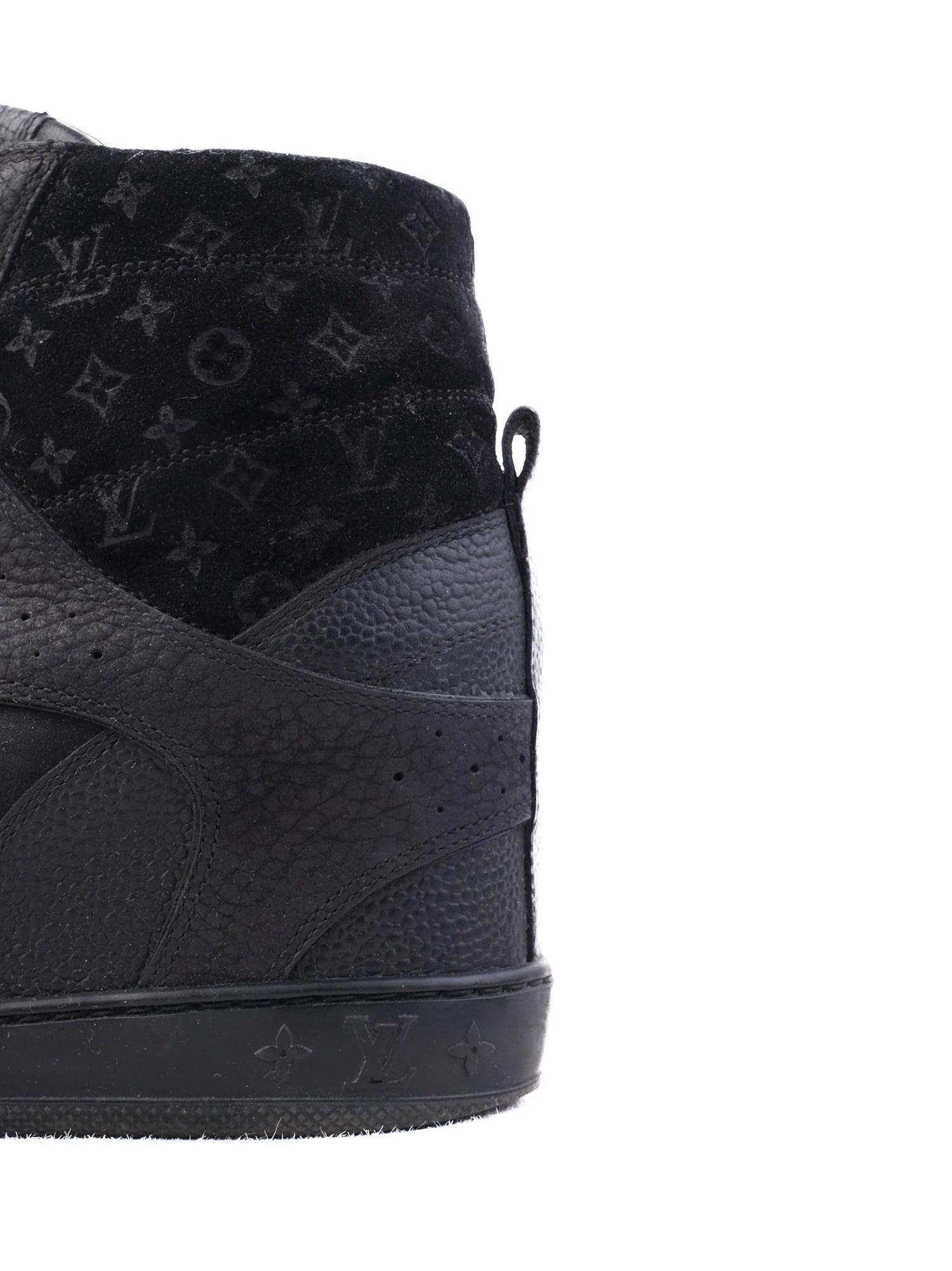 Excellent Louis Vuitton Black Leather High-Top Sneakers Size 37