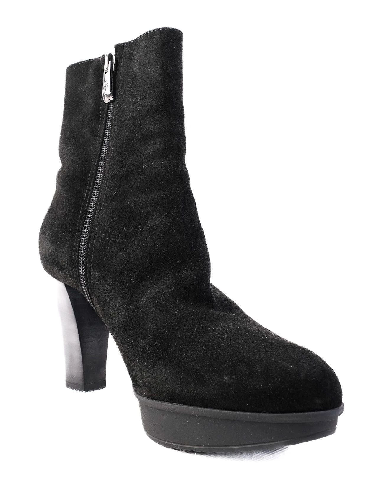 NEW Guido Scariglia Black Suede Ankle Boots with Block Heel Size 37