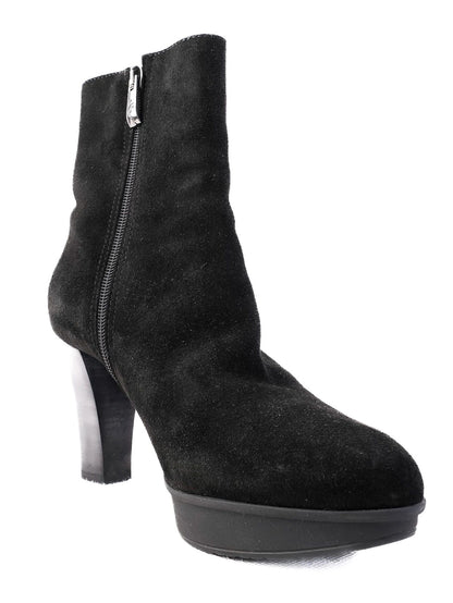 NEW Guido Scariglia Black Suede Ankle Boots with Block Heel Size 37