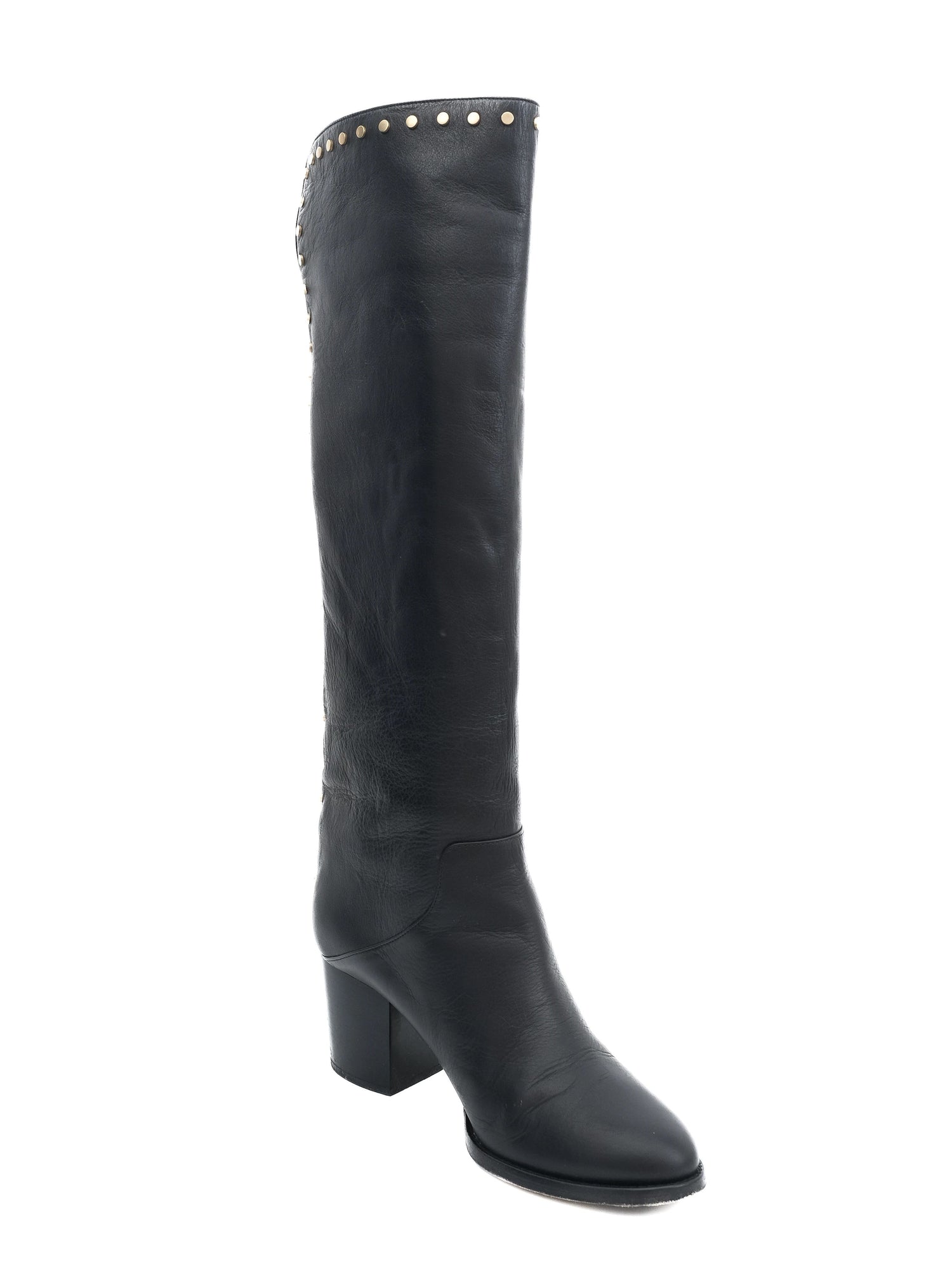 Excellent Jimmy Choo Black Leather Knee-High Boots Size 37