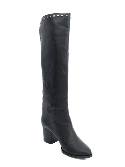 Excellent Jimmy Choo Black Leather Knee-High Boots Size 37