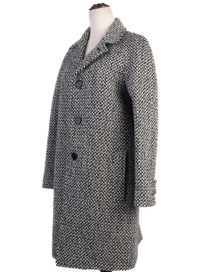 Excellent Saint Laurent Gray Wool Coat XS with Textured Pattern