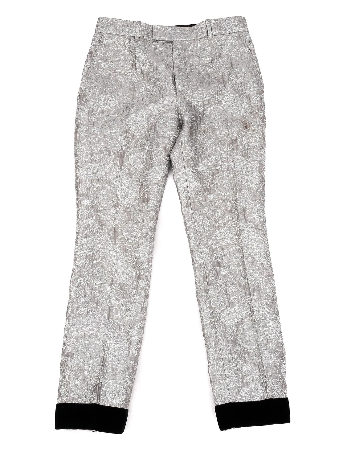 Excellent Gucci Gray Floral Patterned Pants Size M Made in Italy