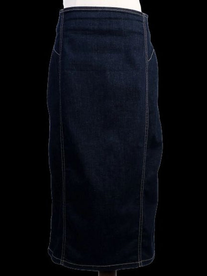 Excellent Marina Rinaldi Blue Denim Midi Skirt Cotton Size 8