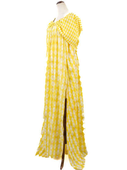 Excellent Thierry Colson Yellow Cotton Long Dress Size L