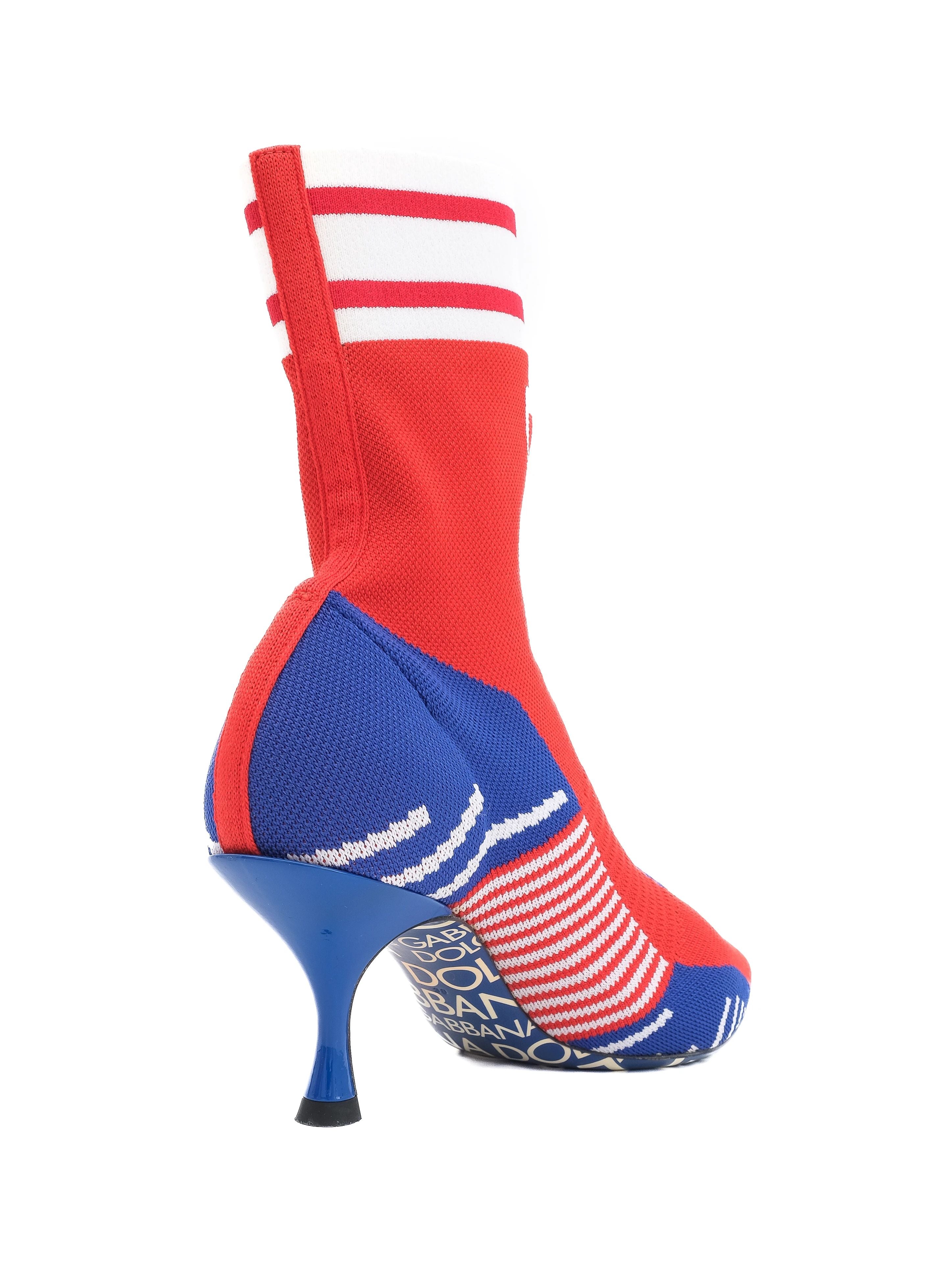 Dolce Gabbana Excellent Condition Sporty Sock Boots Red Blue White