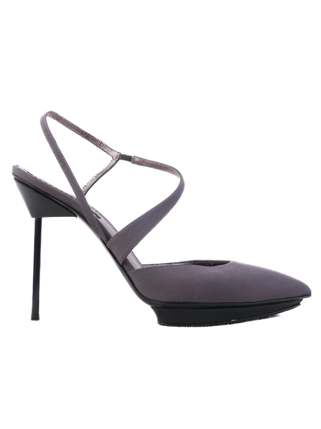 Excellent Giorgio Armani Gray Leather Slingback High-Heels Size 38