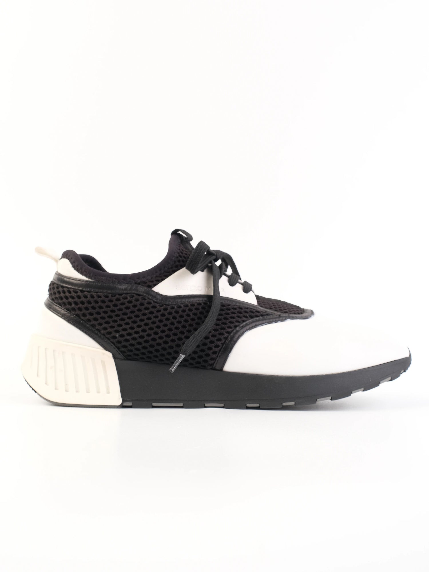 Excellent Sergio Rossi Sneakers Black and White Leather Size 39