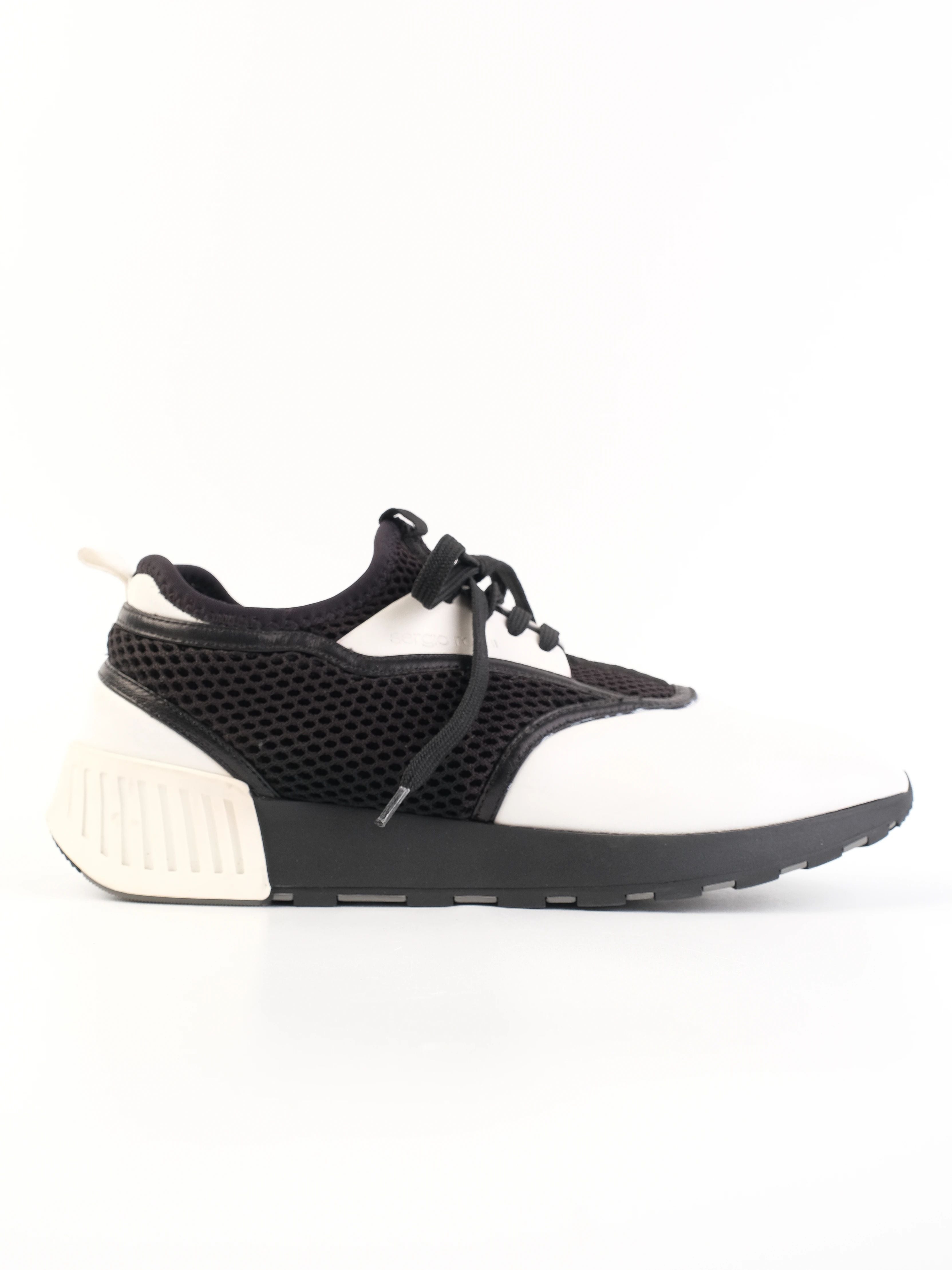 Excellent Sergio Rossi Sneakers Black and White Leather Size 39