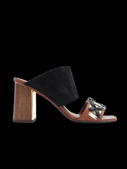 Excellent Louis Vuitton Black Suede Block-Heeled Sandals Size 36.5