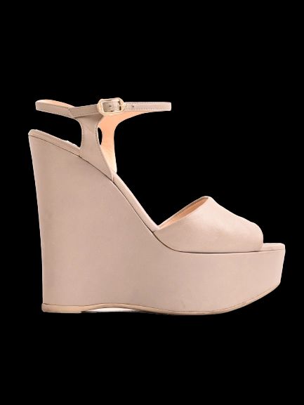 Excellent Ballin Gray Textile Wedge Heels Size 37 with Ankle Strap