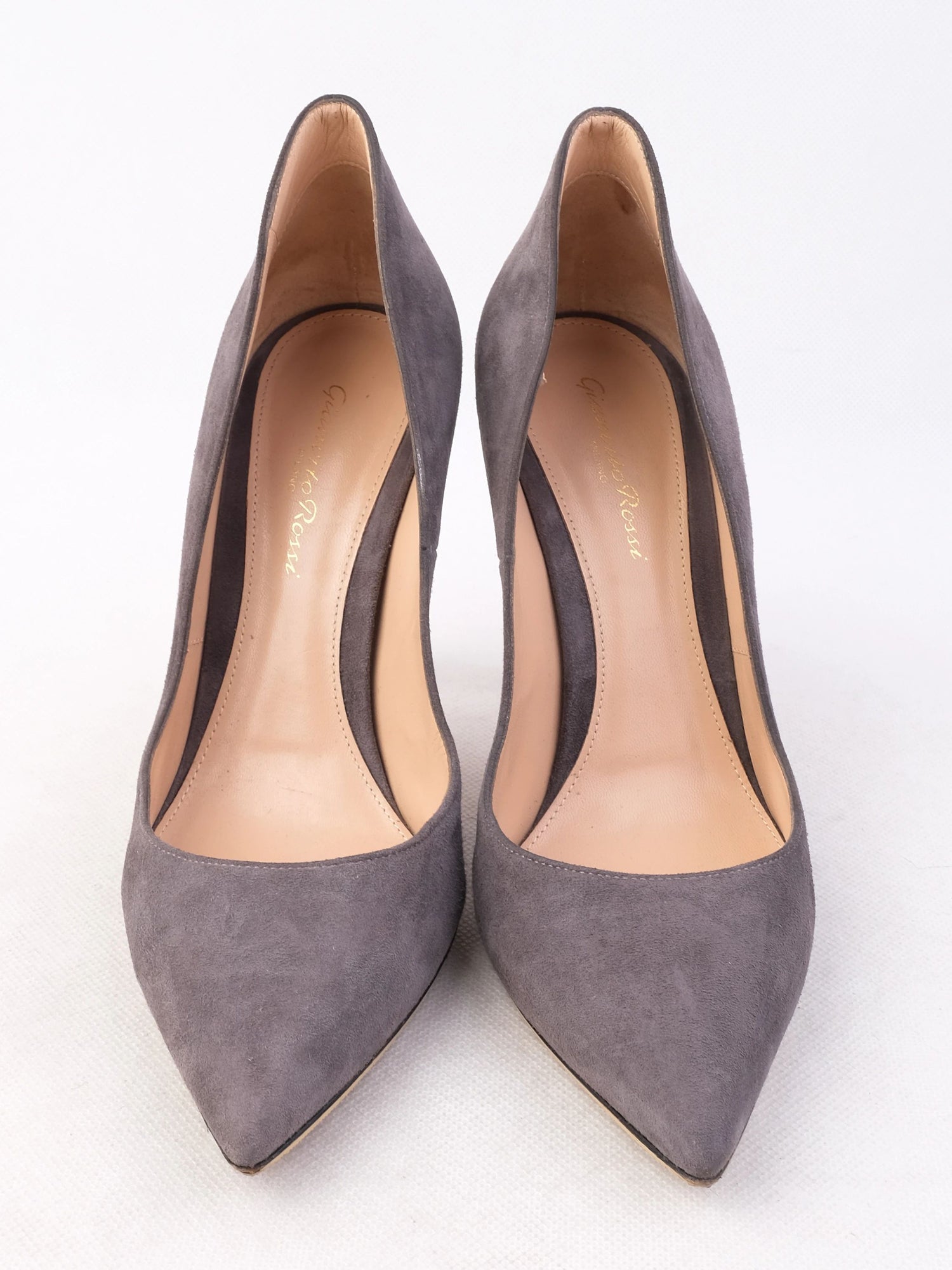 Excellent Gianvito Rossi Gray Leather High-Heeled Shoes Women Size N/A
