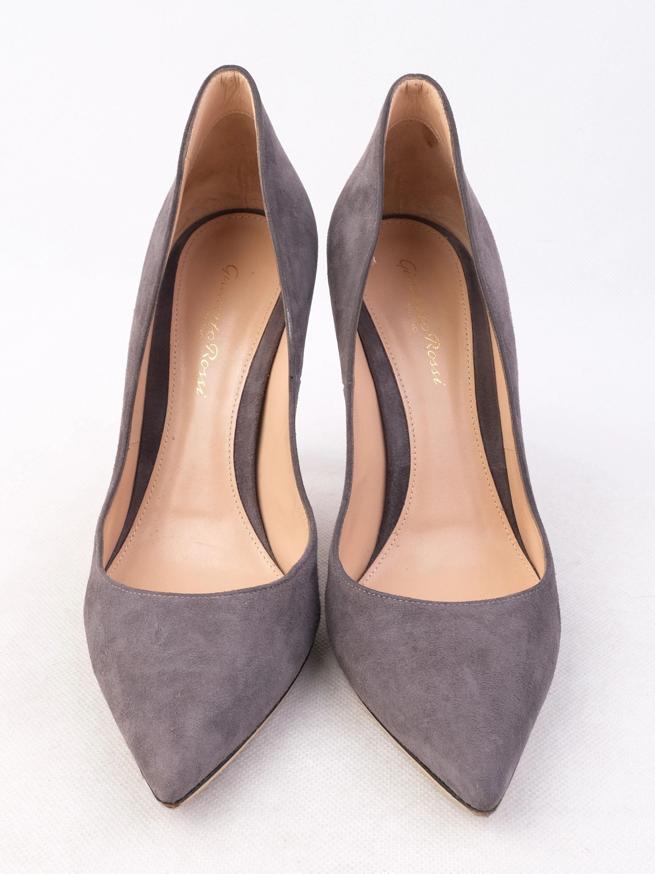 Excellent Gianvito Rossi Gray Leather High-Heeled Shoes Women Size N/A