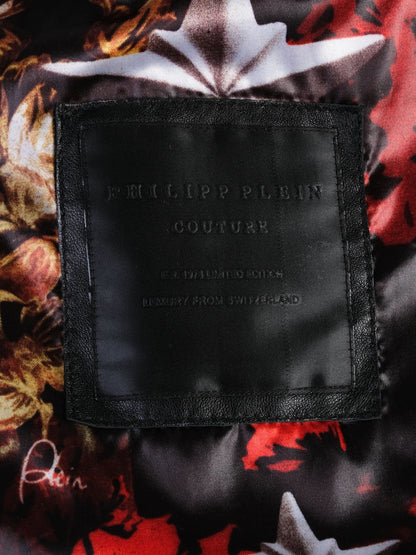 NEW Phillipp Plein Black Leather Vest M with Gold Chain Accents