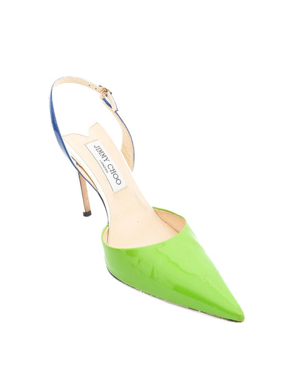 Jimmy Choo Green Leather Slingback High-Heeled Shoes Size 40.5