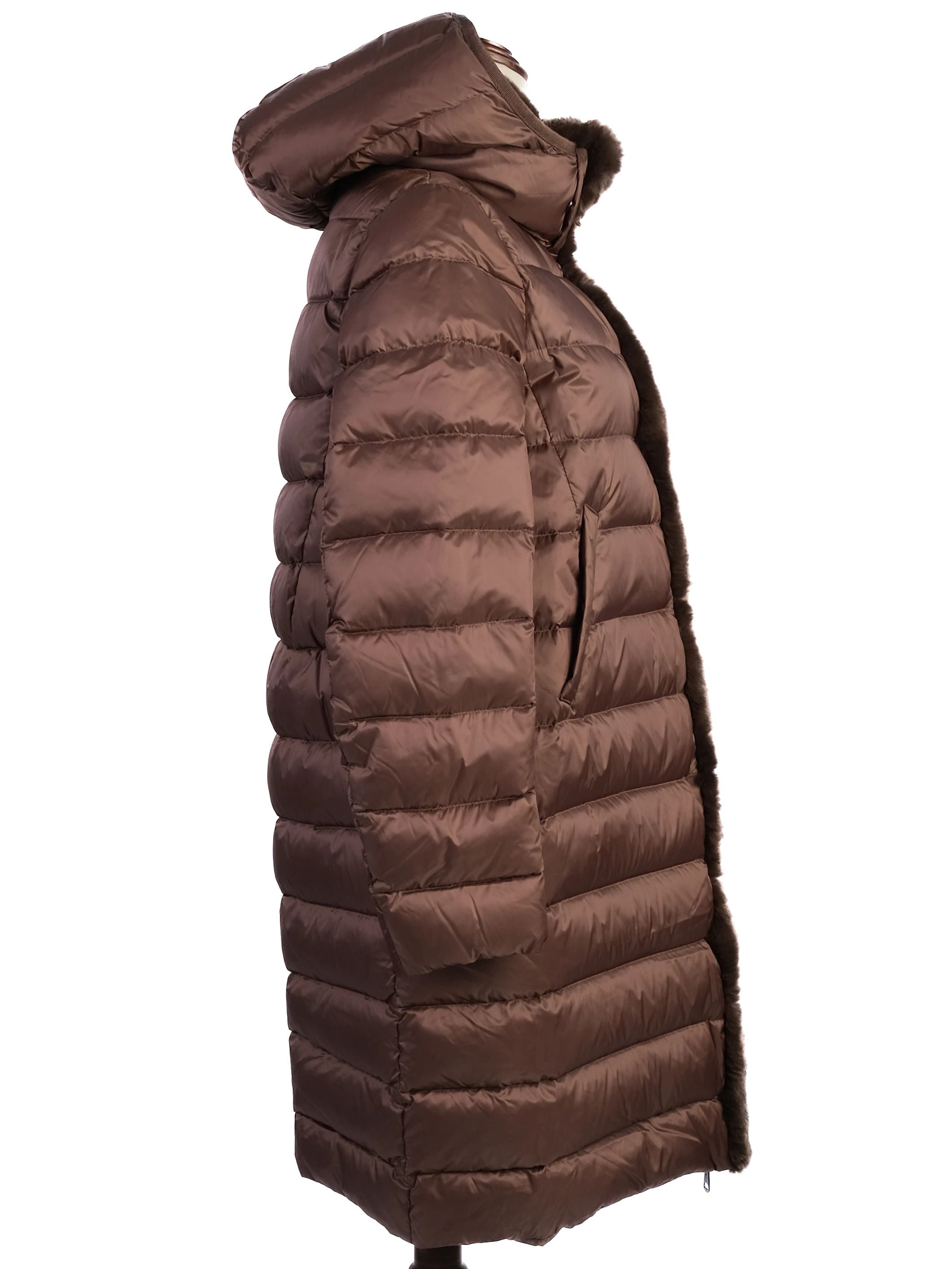 Excellent Weekend MaxMara Orange Long Padded Coat Hooded XS