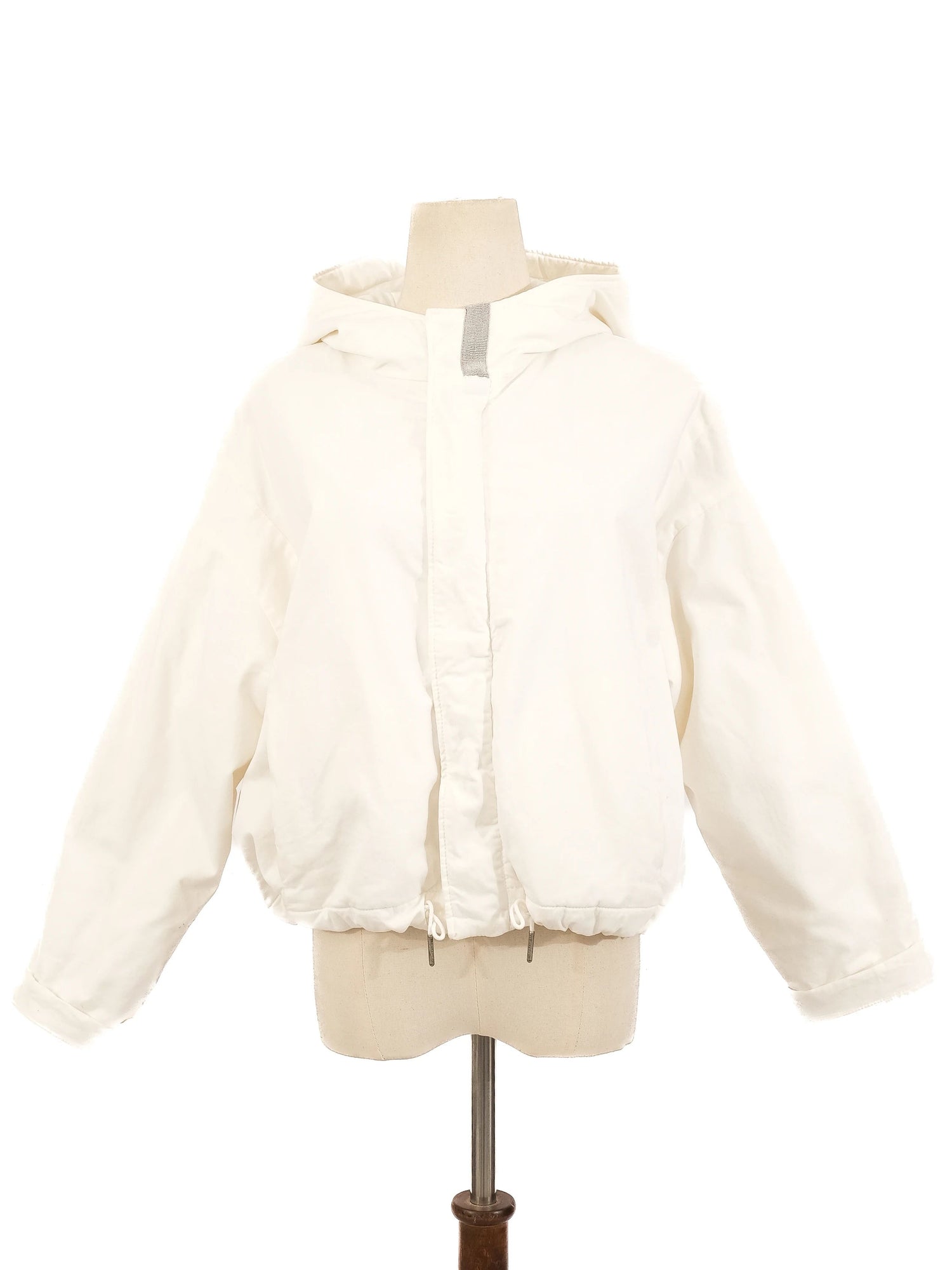 Excellent Fabiana Filippi White Hooded Jacket Size S Viscose