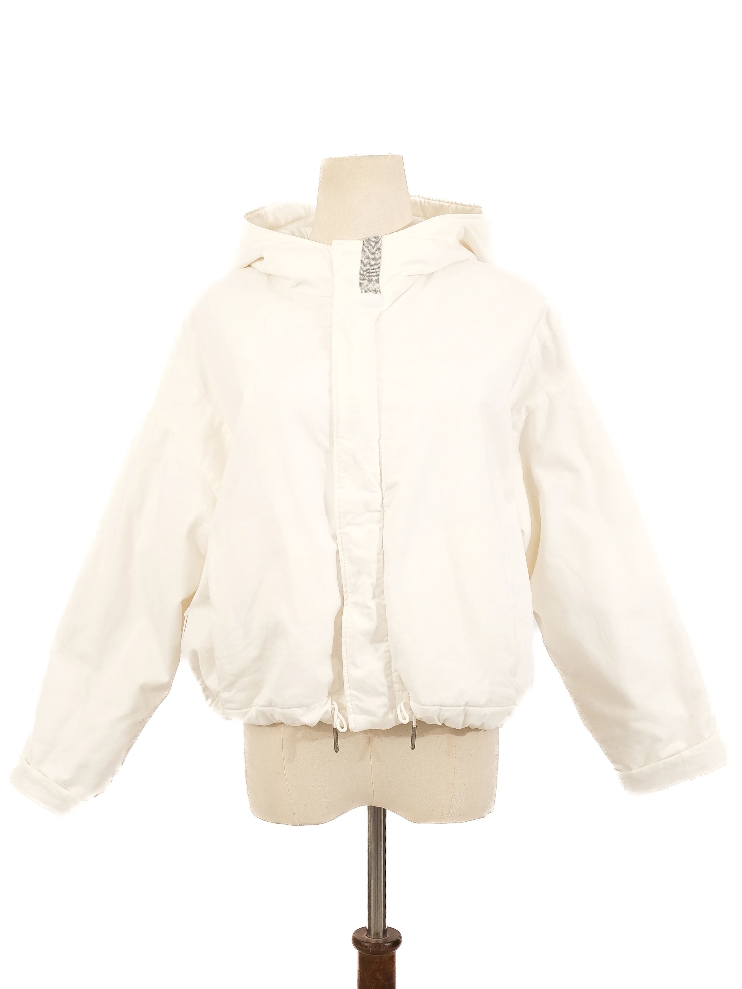 Excellent Fabiana Filippi White Hooded Jacket Size S Viscose