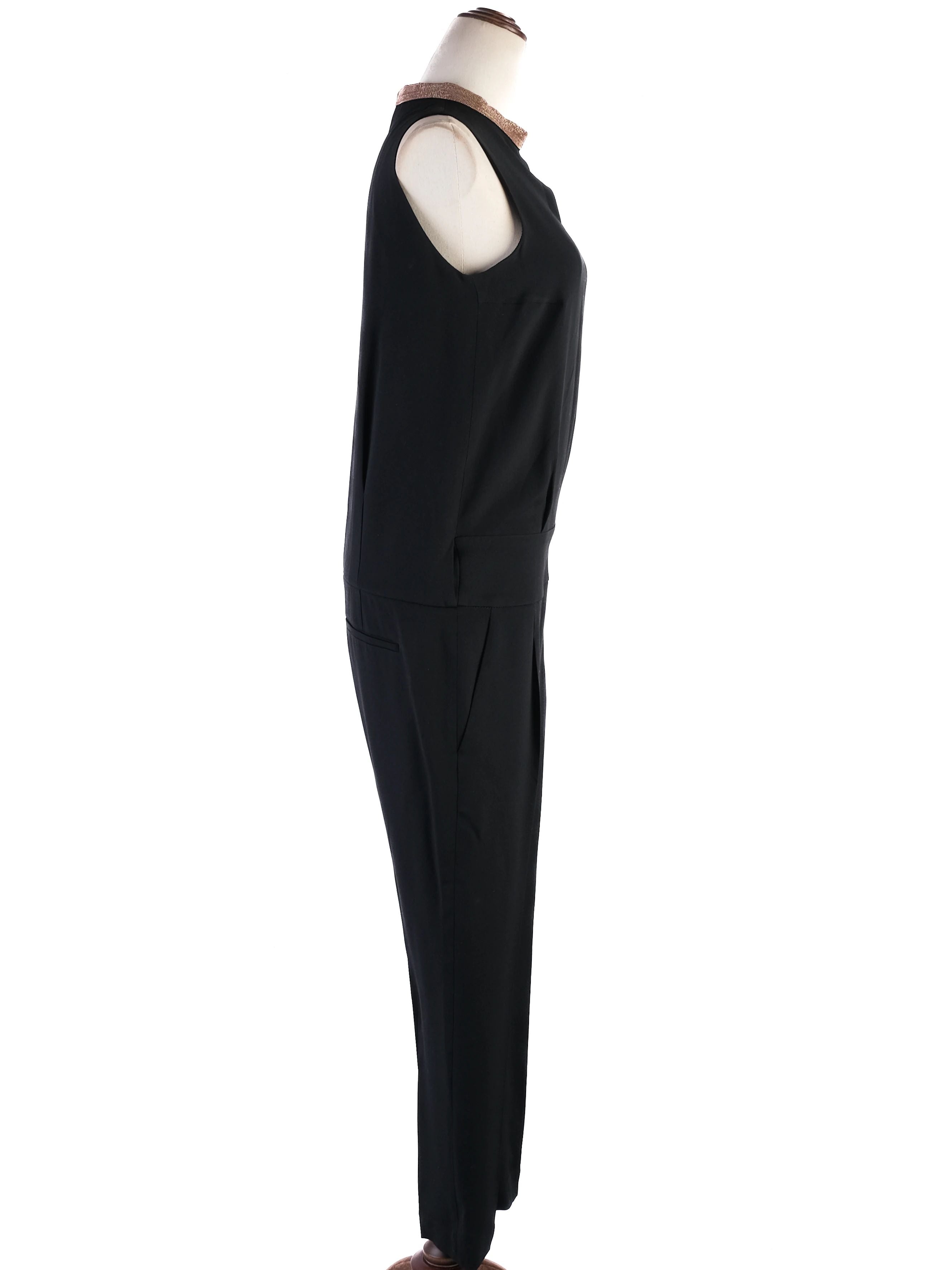 Excellent Brunello Cucinelli Black Silk Jumpsuit Size S