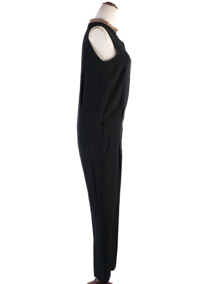 Excellent Brunello Cucinelli Black Silk Jumpsuit Size S