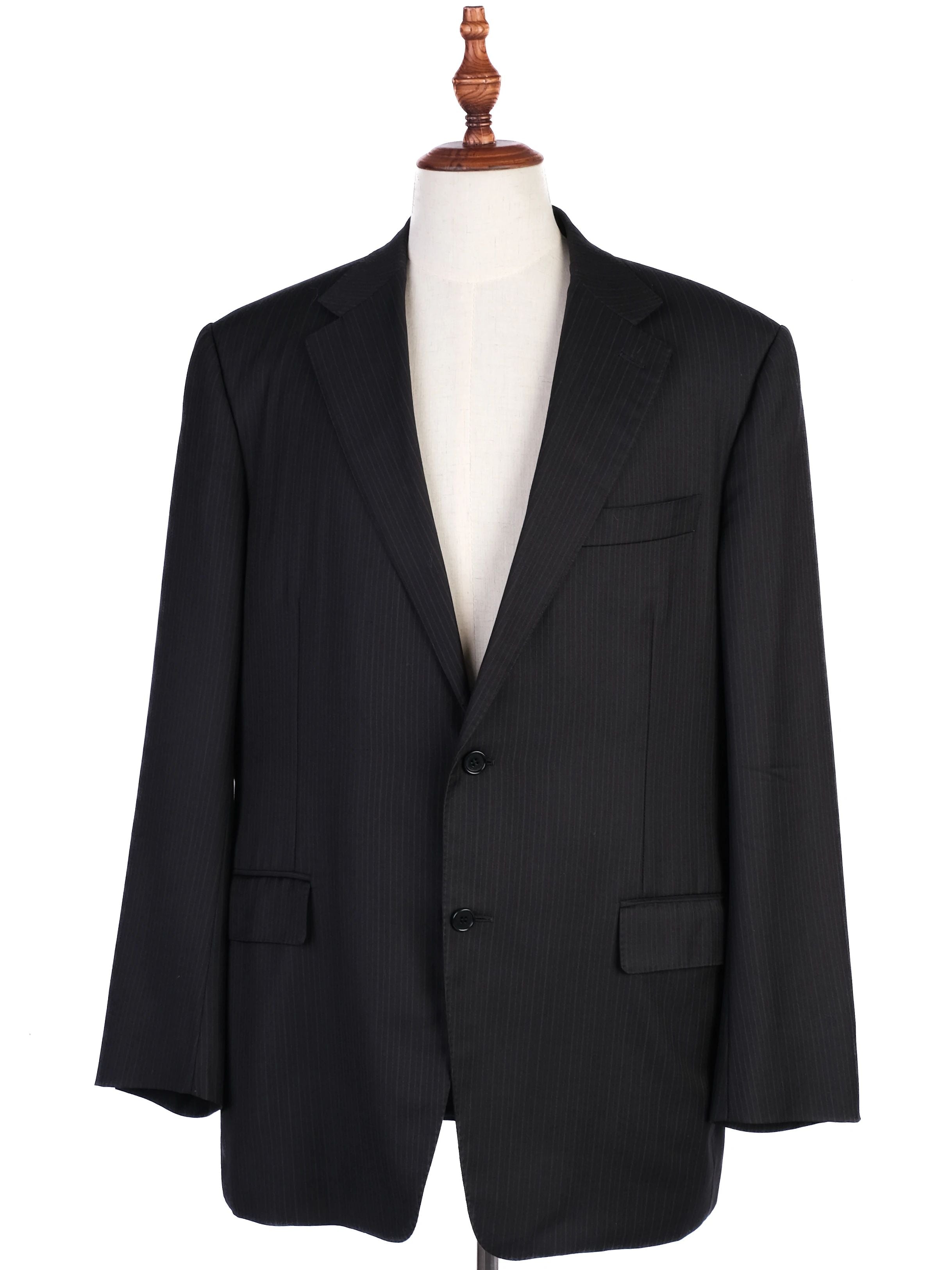 Excellent Canali Black Wool Pinstripe Suit Jacket Size XXL