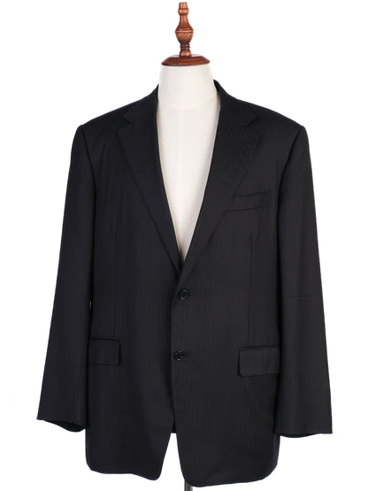 Excellent Canali Black Wool Pinstripe Suit Jacket Size XXL