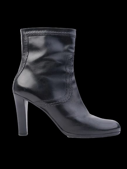 Excellent Jil Sander Black Leather High-Heeled Ankle Boots Size 40