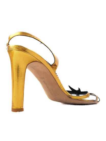 Excellent Manolo Blahnik Yellow Leather High-Heeled Sandals Size N/A