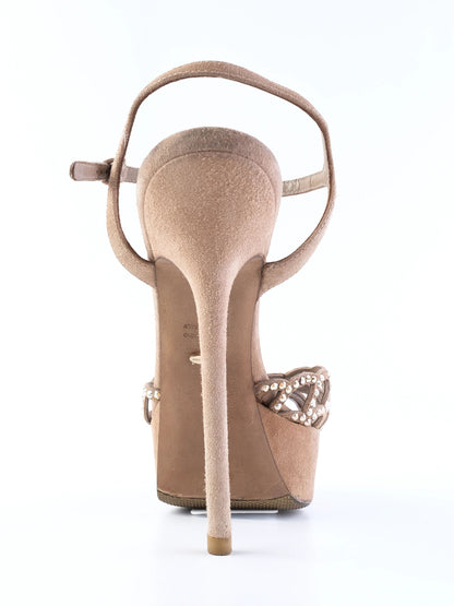 Excellent Sergio Rossi Orange Leather High-Heeled Sandals Size 38