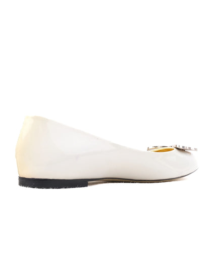 Excellent Versace for H&amp;M White Leather Ballet Flats Size 38